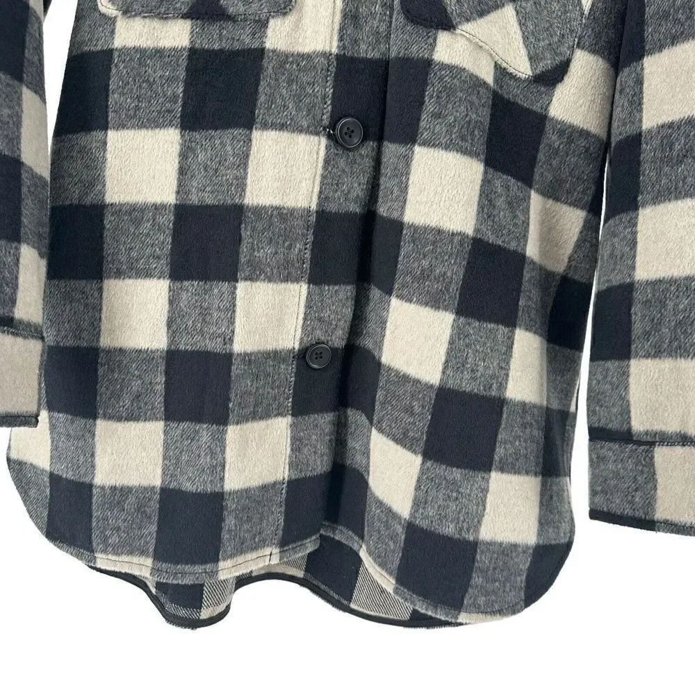 Knox Rose Shirt Jacket Shacket M Plaid Black Tan Classic Cozy Cabin Wool Blend - Picture 4 of 9